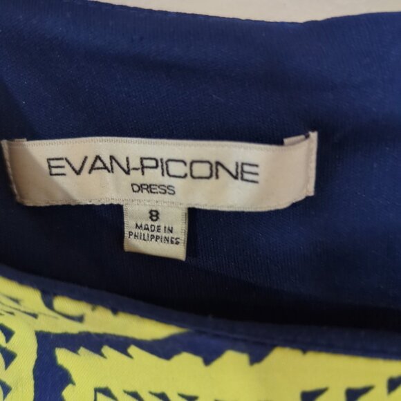Evan Picone Size 8 graphic size 8 sheath dress with side ruffle - Picture 2 of 5